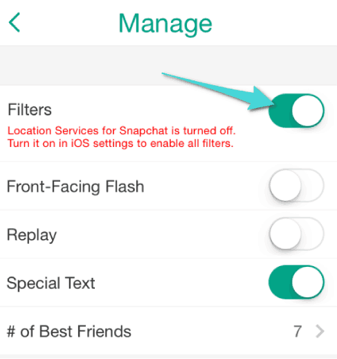 Activer les filtres Snapchat