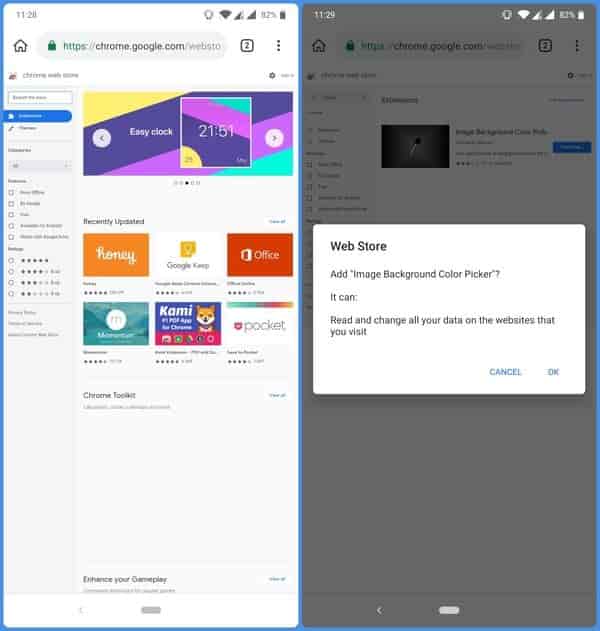 Installez les modules complémentaires de Google Chrome sur le navigateur Android