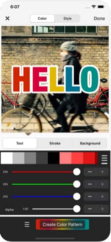 تخصيص اللون في تطبيق الكتابة على الفيديو للايفون