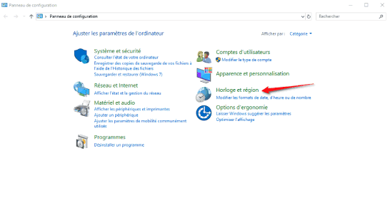 Ajouter l'arabe à Windows 10 depuis le panneau de commande