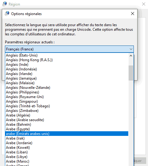Ajouter la langue arabe à l'ordinateur sur windows 10