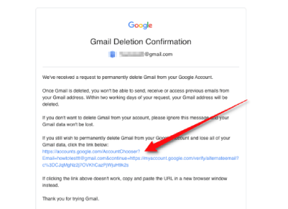 Supprimer Gmail de Google