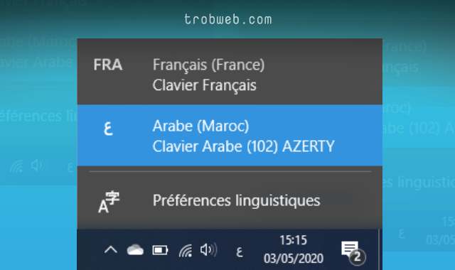 Ajouter l'arabe à Windows 10