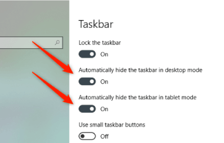 Masquer la barre des tâches dans Windows 10