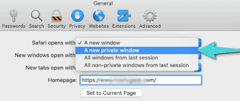 كيفية فتح متصفح Safari دائما في وضع التخفي على mac