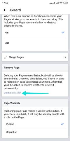 كيفية حذف صفحة facebook