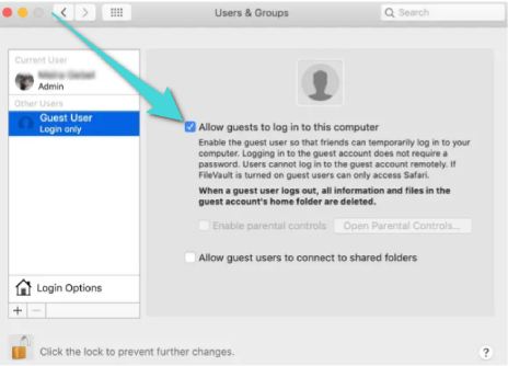 Supprimer un compte d'utilisateur invité sur Mac