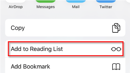 Activer l'enregistrement de la page Web dans la liste de lecture dans Safari