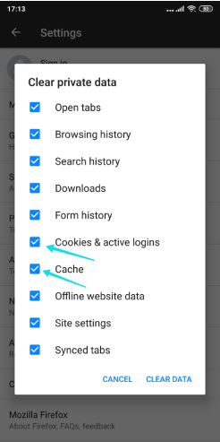 Effacer le cache et les cookies dans Firefox sur Android