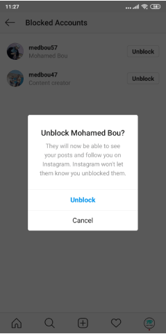 كيفية إلغاء حظر شخص على instagram