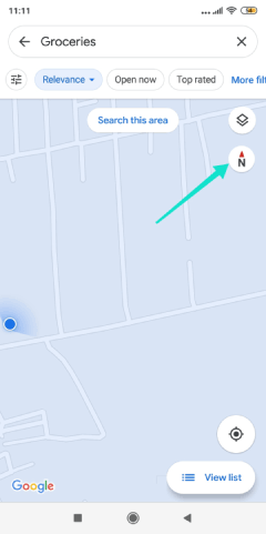 Direction nord sur Google Maps