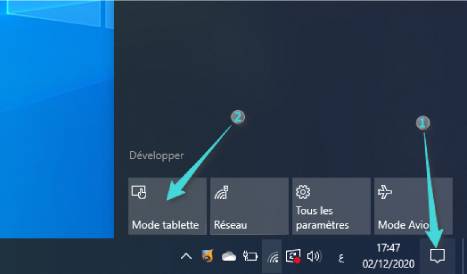 Comment activer ou désactiver le mode tablette dans Windows 10 via le centre de contrôle