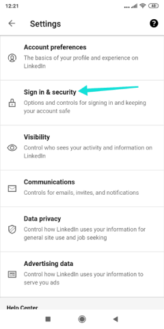 Paramètres de connexion et de sécurité LinkedIn