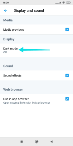 Activer le mode sombre sur l'application Twitter