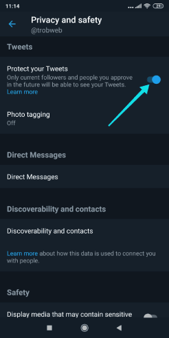 Activez l'option de protection de vos Tweets