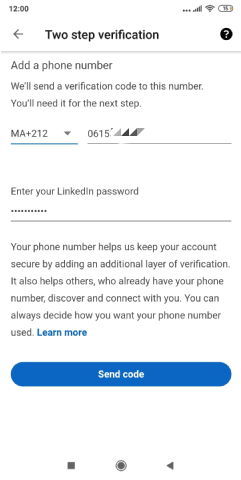 Activez l'authentification à deux facteurs pour votre compte sur linkedin via numéro de téléphone
