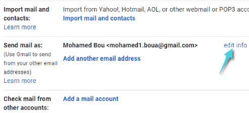 Modifier le nom d'affichage dans Gmail