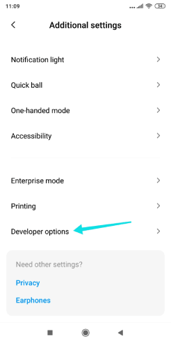 Options pour les développeurs sur Android