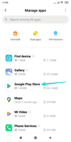 Paramètres de l'application Google Play