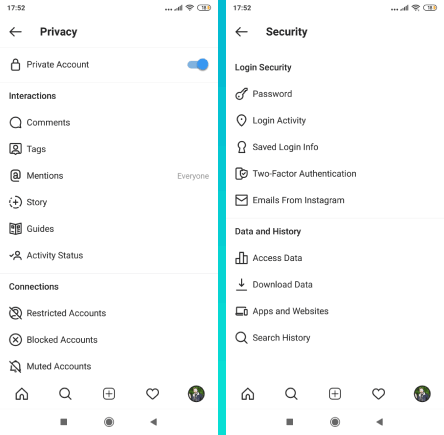 ميزات الخصوصية والأمان في شبكة instagram