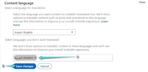 تغيير لغة الترجمة على Linkedin