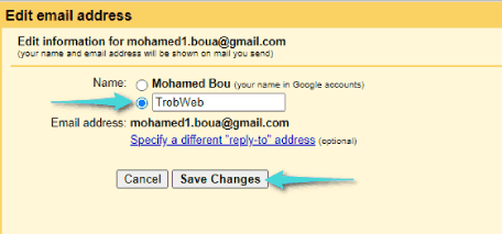 كيفية تغيير إسم العرض في Gmail