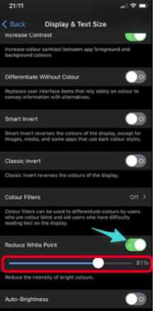 Réduire la luminosité de l'écran sur iPhone