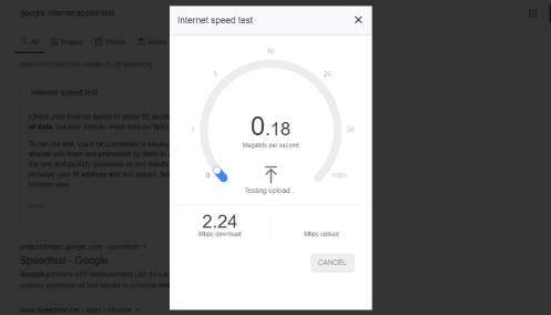 Mesure de la vitesse Internet via Google