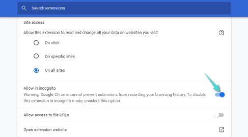 Activer les extensions en mode navigation privée pour un navigateur google chrome