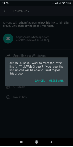 Réinitialiser le lien du groupe WhatsApp