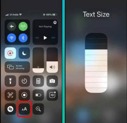 Changer la taille du texte sur l'iPhone à partir du centre de contrôle