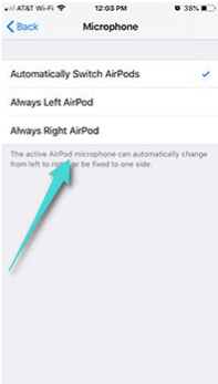 Paramètres du microphone Airpods sur iPhone
