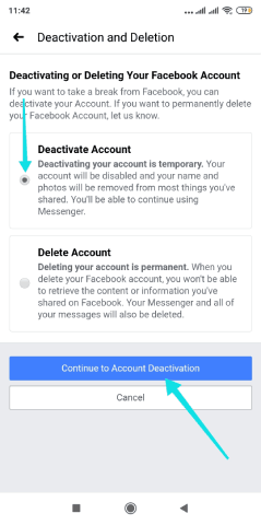 Supprimer le compte Facebook
