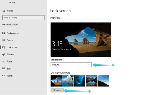 Personnaliser le fond d'écran pour l'écran de verrouillage dans Windows 10