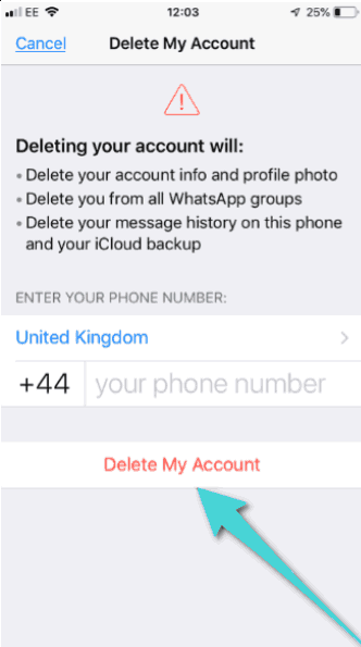كيفية حذف حساب whatsapp على الايفون