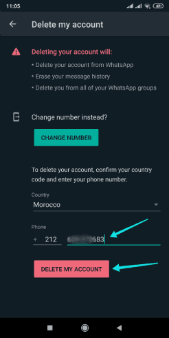 كيفية حذف حساب Whatsapp على الاندرويد