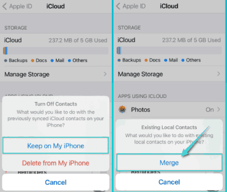 استعادة جهات الاتصال على الايفون عبر iCloud