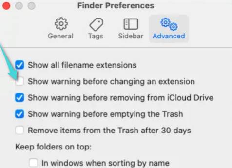 Comment arrêter l'émergence d'une fenêtreChange File Extension "sur Mac