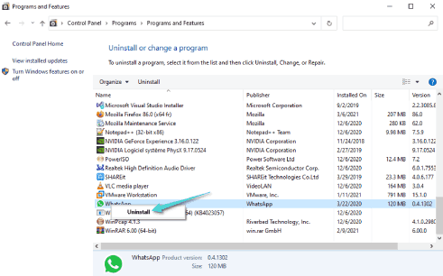 Désinstallez les programmes à partir de la racine sur Windows 10