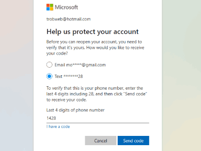 Confirmez le compte Microsoft pour le réactiver
