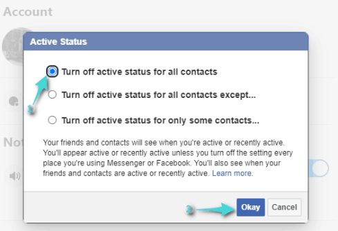 Arrêtez d'apparaître maintenant actif sur Facebook Messenger