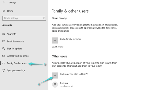 Comment comptabiliser un utilisateur invité à partir des paramètres sur Windows 10