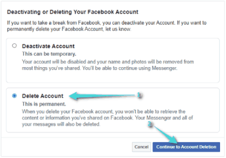 كيفية حذف حساب فيسبوك نهائياً عبر الويب