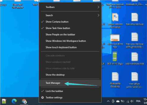 Afficher la fenêtre du gestionnaire de tâches dans Windows 10