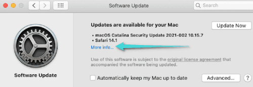 Mise à jour du navigateur Safari sur Mac