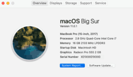 Afficher le nom de la carte écran du Mac