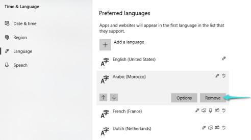 Comment supprimer la langue de Windows 10