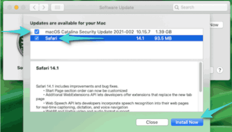 تحديث متصفح Safari على جهاز Mac