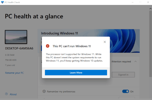 هذا الكمبيوتر لا يمكنه تشغيل Windows 11