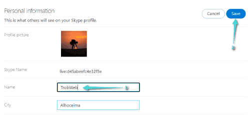 Changer le nom d'affichage de votre compte Skype via la plateforme web